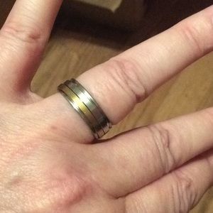 Silver & Gold Band Finger Ring Stainless Steel